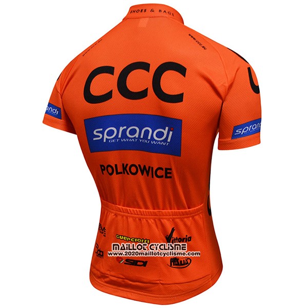 2017 Maillot Ciclismo CCC Noir et Orange Manches Courtes et Cuissard